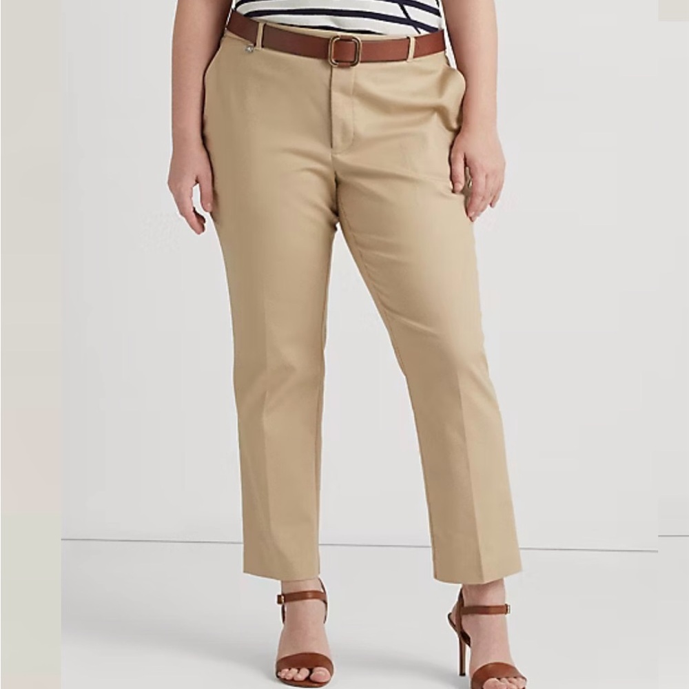 Ralph Lauren Double -Faced Stretch Cotton Pant in Birch Tan Size 16W - Picture 2 of 12
